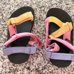 Teva Kids Sandals with Pink, Yellow, and Purple Straps